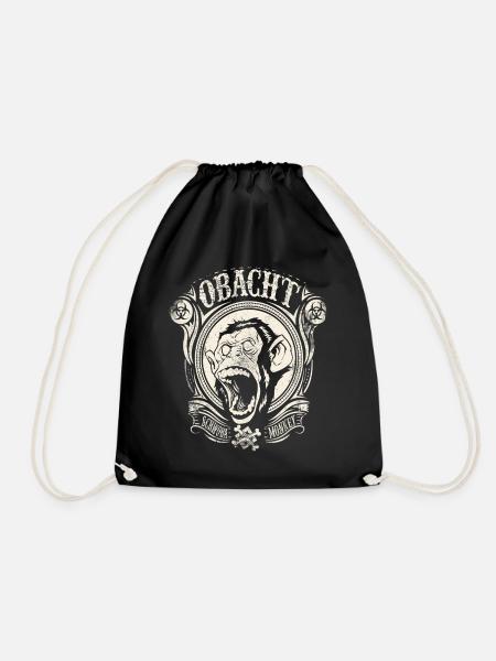 Obacht Schwoba Monkey Schwäbisch Schwaben - Turnbeutel - Schwarz