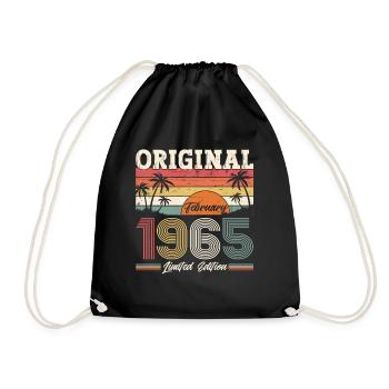 60. Geburtstag Geschenk Mann Original Februar 1965 - Turnbeutel - Schwarz - Vorne