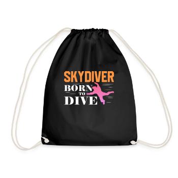 Skydive Skydiver Skydiving Parachute Gift - Drawstring Bag - black - Front