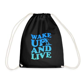 Wakeboard Wakeboarder Wakeboarding Gift - Drawstring Bag - black - Front