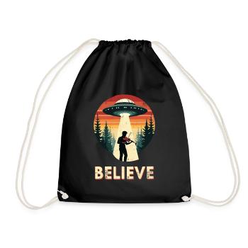 Viola Viola Violin Alien UFO Believe Retro - Drawstring Bag - black - Front