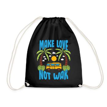 Make Love Not War Flower Power Hippie - Drawstring Bag - black - Front