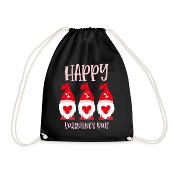 Gnome Happy Valentines Day - Turnbeutel - Schwarz - Vorne