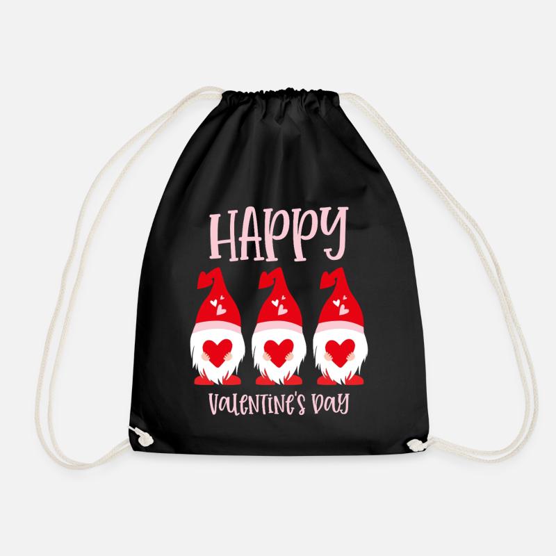 Gnome Happy Valentines Day - Turnbeutel - Schwarz