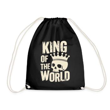 Skull and crossbones with crown King of the World - Drawstring Bag - black - Front