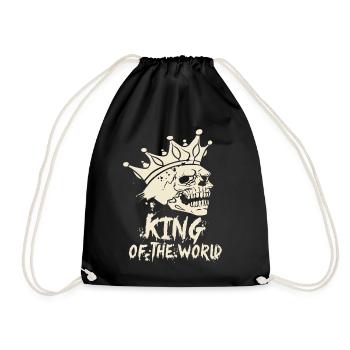Skull and crossbones with crown King of the World - Drawstring Bag - black - Front