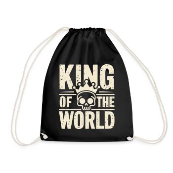 Skull and crossbones with crown King of the World - Drawstring Bag - black - Front