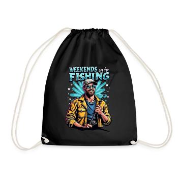 Weekends are for Fishing Fischen Angeln - Drawstring Bag - black - Front