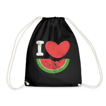 Wassermelone - Turnbeutel - Schwarz - Vorne