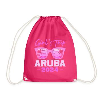 Aruba Caribbean Summer Ocean Beach Gift - Drawstring Bag - fuchsia - Front