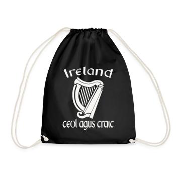 Ireland Ceol Agus Craic Gaelic Irish St Patricks - Drawstring Bag - black - Front
