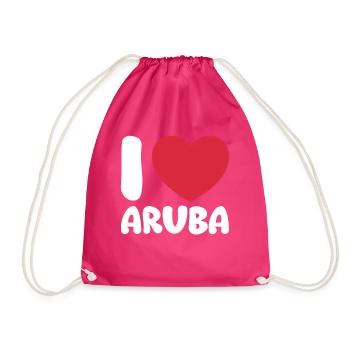 Aruba Caribbean Summer Ocean Beach Gift - Drawstring Bag - fuchsia - Front