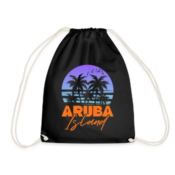 Aruba Caribbean Summer Ocean Beach Gift - Drawstring Bag - black - Front