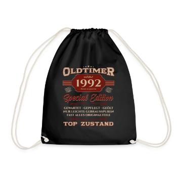 33. Geburtstag Oldtimer März 1992 Jahrgang 92 - Turnbeutel - Schwarz - Vorne