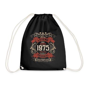 50th Birthday Gift Husband Original March 1975 - Drawstring Bag - black - Front