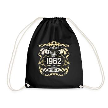 63. Geburtstag Geschenk Mann Original März 1962 - Turnbeutel - Schwarz - Vorne