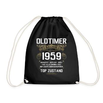 66. Geburtstag Oldtimer 1959 Jahrgang 59 - Turnbeutel - Schwarz - Vorne