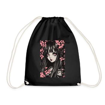 Horror Anime Manga Japan Japanese Creepy Kawaii - Drawstring Bag - black - Front