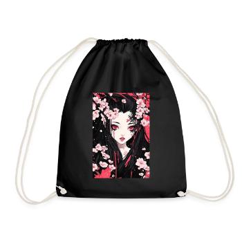 Horror Anime Manga Japan Japanese Creepy Kawaii - Drawstring Bag - black - Front