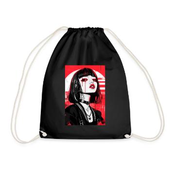 Horror Anime Manga Japan Japanese Creepy Kawaii - Drawstring Bag - black - Front