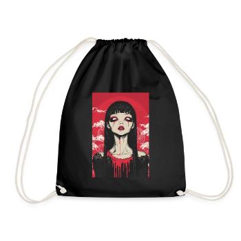 Horror Anime Manga Japan Japanese Creepy Kawaii - Drawstring Bag - black - Front