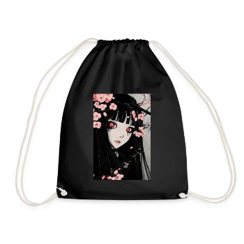 Horror Anime Manga Japan Japanese Creepy Kawaii - Drawstring Bag - black - Front