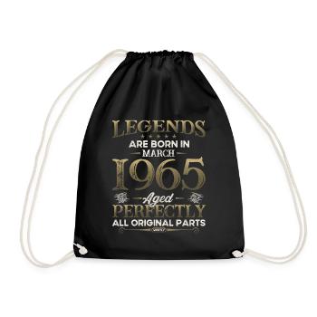 60. Geburtstag Geschenk Mann Original März 1965 - Turnbeutel - Schwarz - Vorne