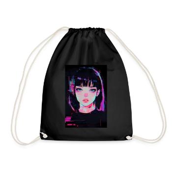 Anime Fille Vaporwave Glitchcore Pastel Goth - Sac de sport léger - noir - Devant