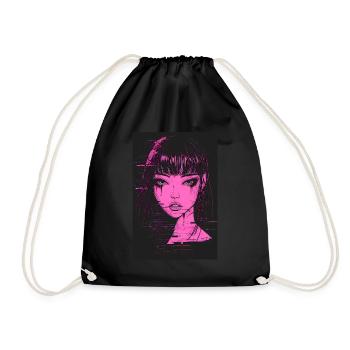 Anime Fille Vaporwave Glitchcore Pastel Goth - Sac de sport léger - noir - Devant