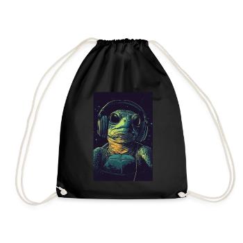 Turtle Headphones Headphones Music - Drawstring Bag - black - Front
