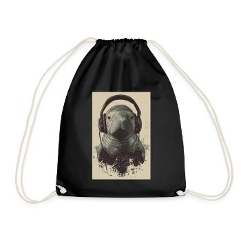 Lamantin Manatee Casque Casque Musique - Sac de sport léger - noir - Devant