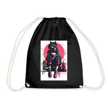 Otaku Streetwear Japan Cyberpunk Techwear Anime - Turnbeutel - Schwarz - Vorne