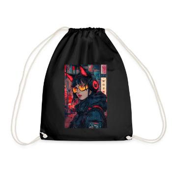 Otaku Streetwear Japan Cyberpunk Techwear Anime - Turnbeutel - Schwarz - Vorne