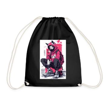 Otaku Streetwear Japan Cyberpunk Techwear Anime - Turnbeutel - Schwarz - Vorne