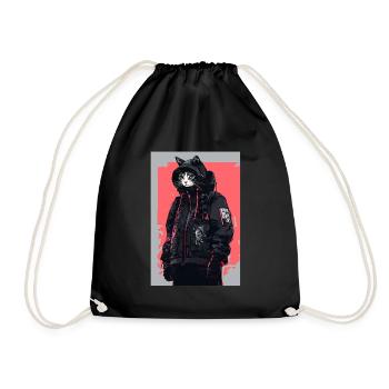 Otaku Streetwear Japan Cyberpunk Techwear Anime - Turnbeutel - Schwarz - Vorne