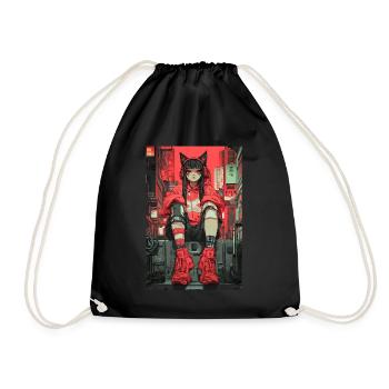 Otaku Streetwear Japan Cyberpunk Techwear Anime - Turnbeutel - Schwarz - Vorne