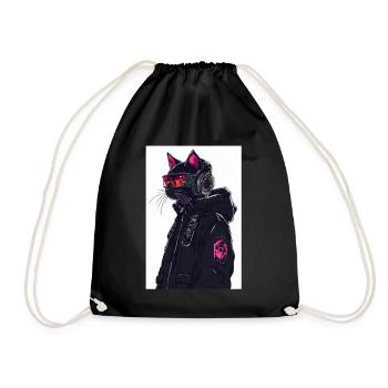 Otaku Streetwear Japan Cyberpunk Techwear Anime - Turnbeutel - Schwarz - Vorne
