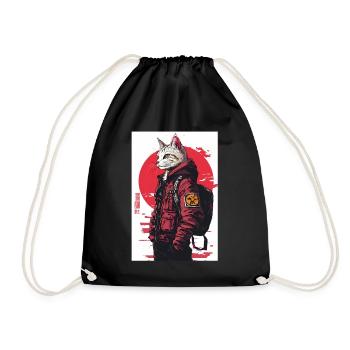 Otaku Streetwear Japan Cyberpunk Techwear Anime - Turnbeutel - Schwarz - Vorne