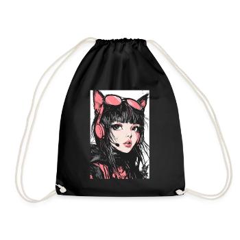 Otaku Streetwear Japan Cyberpunk Techwear Anime - Turnbeutel - Schwarz - Vorne