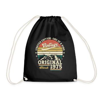 50th Birthday Gift Husband Vintage March 1975 - Drawstring Bag - black - Front