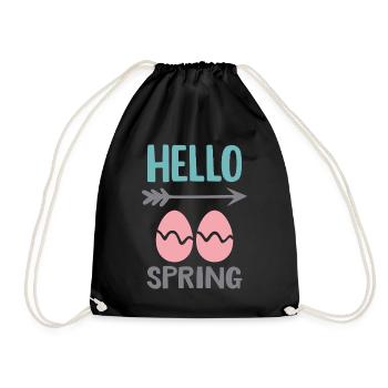 Hello Spring Spring Design with Easter Eggs - Drawstring Bag - black - Front