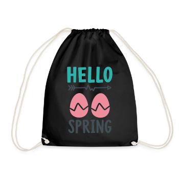 Hello Spring Spring Design with Easter Eggs - Drawstring Bag - black - Front