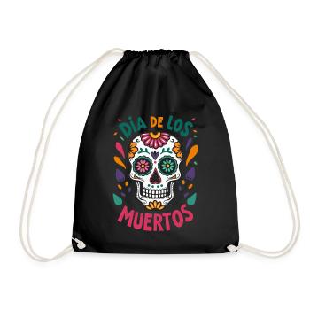 Totenkopf Mexico Día de los Muertos Skull - Drawstring Bag - black - Front
