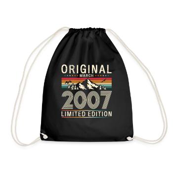 18. Geburtstag Geschenk Mann Vintage März 2007 - Turnbeutel - Schwarz - Vorne