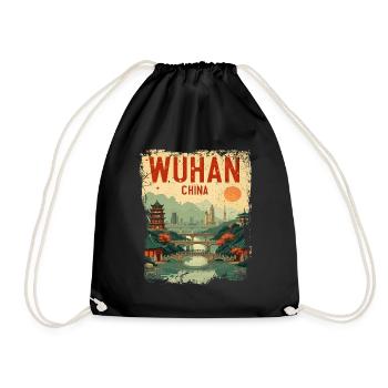 Visit Wuhan Provinz Hubei China Retro - Turnbeutel - Schwarz - Vorne