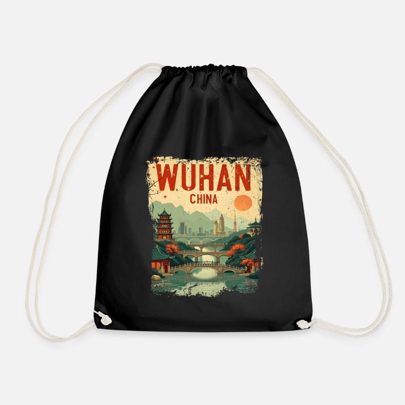 Visit Wuhan Provinz Hubei China Retro - Turnbeutel - Schwarz