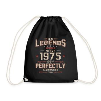 50th Birthday Gift Husband Original March 1975 - Drawstring Bag - black - Front
