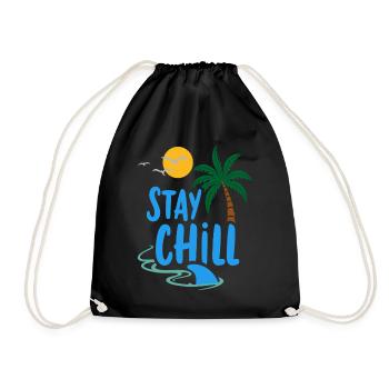 Stay Chill Tropische Entspannung Sommer Urlaub - Turnbeutel - Schwarz - Vorne