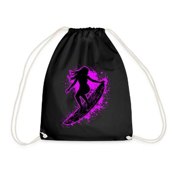 Stylish Surfer Surfing Surfer Surfer - Drawstring Bag - black - Front