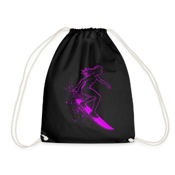 Stylish Surfer Surfing Surfer Surfer - Drawstring Bag - black - Front